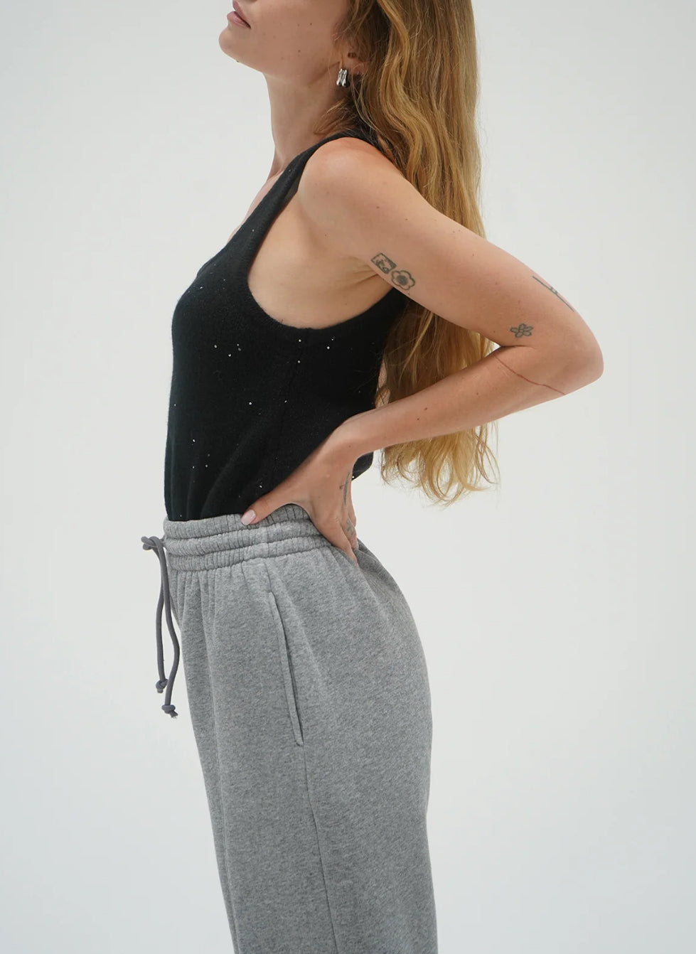 LNA Audra Sparkle Sweater Tank - Black