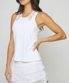 L'Etoile Sport Pointelle Trim Tank (Short) - White