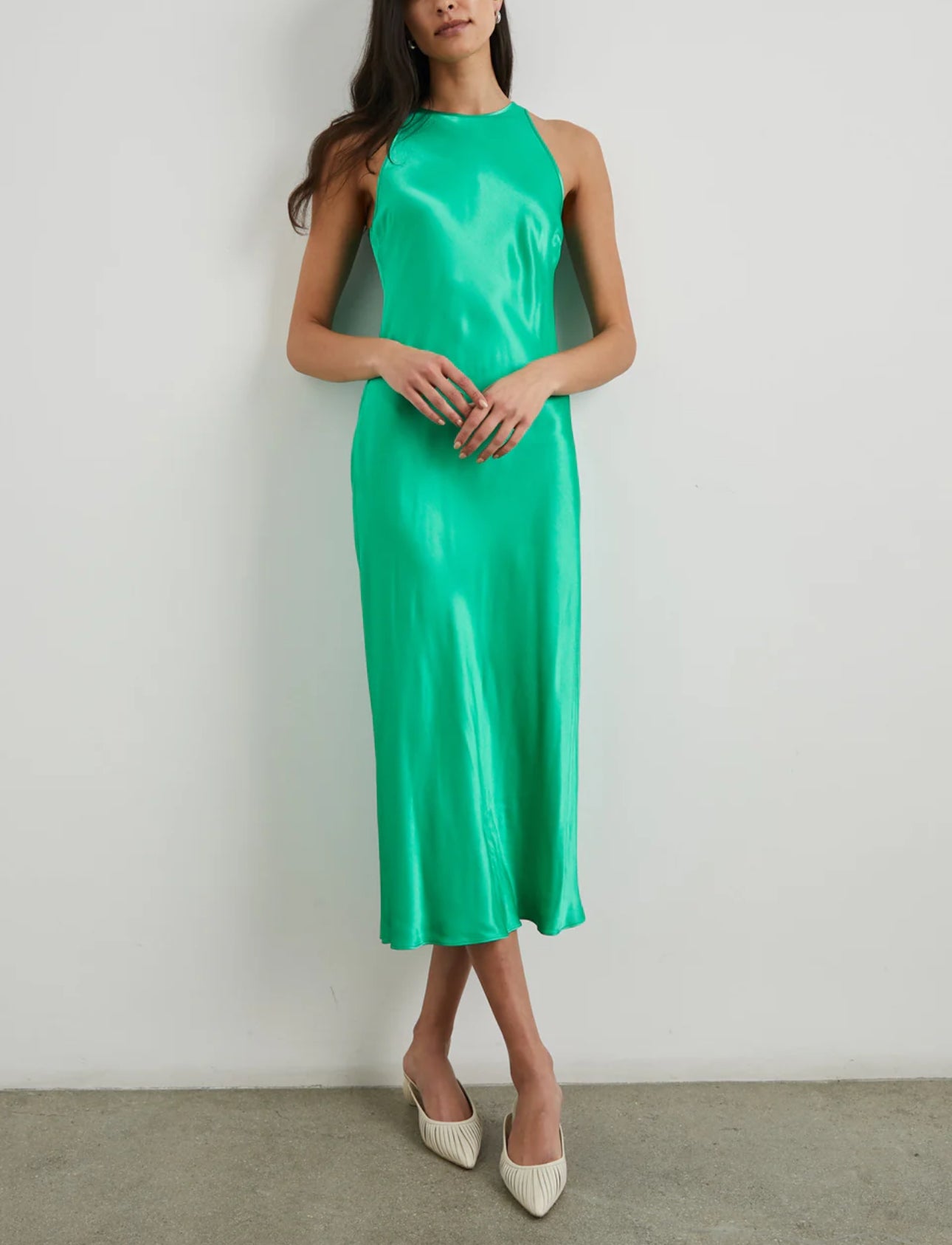 Rails Solene Satin Bias-Cut Dress - Jade