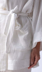 Raquel Allegra Cotton Gauze Medley Robe - Cream