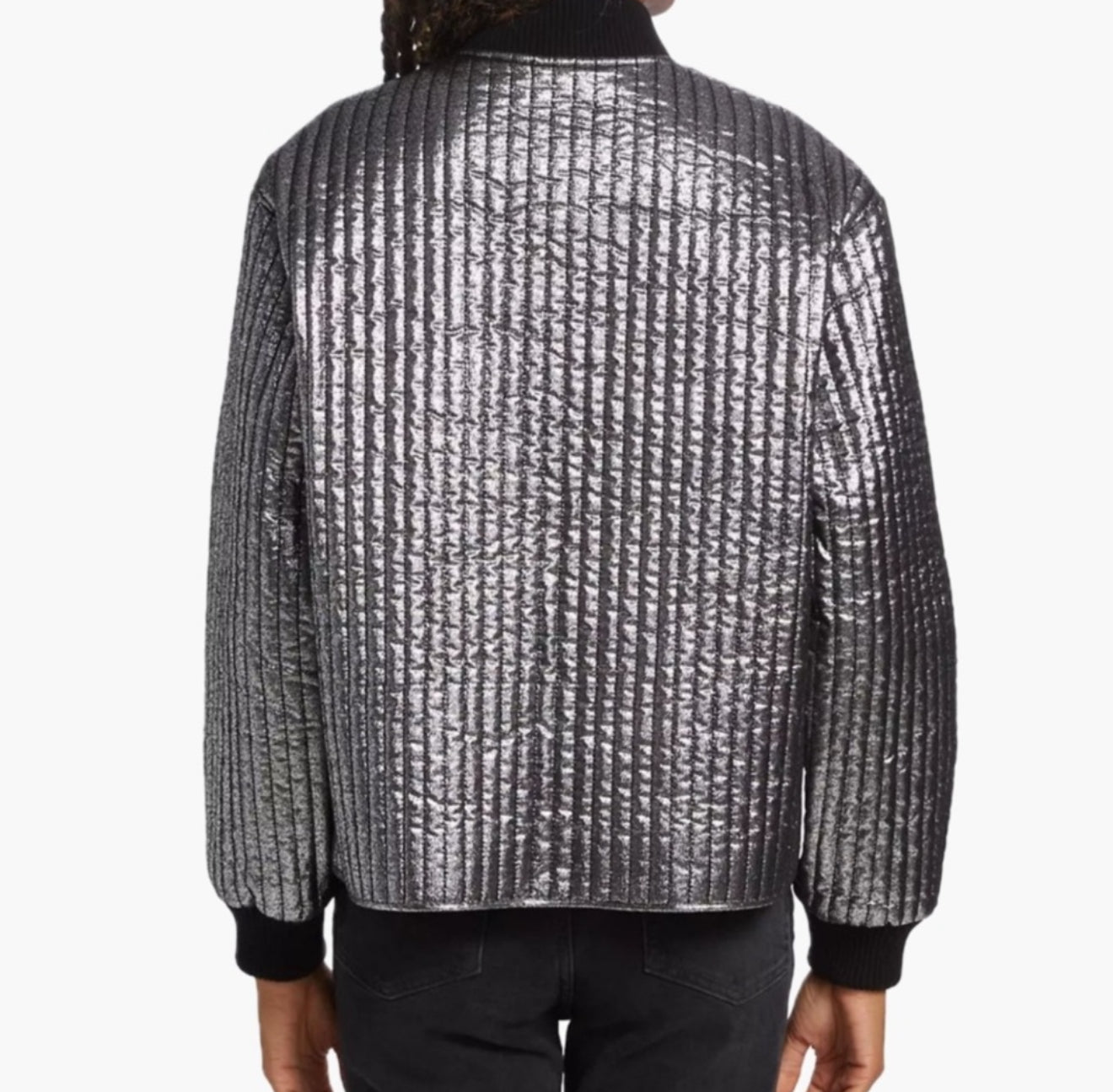 The Great. Quilted Metallic Bomber Jacket