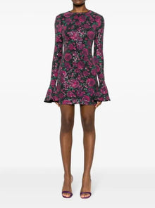 Rotate Birger Christensen Sequin Embellished Floral Minidress - Bold Rose