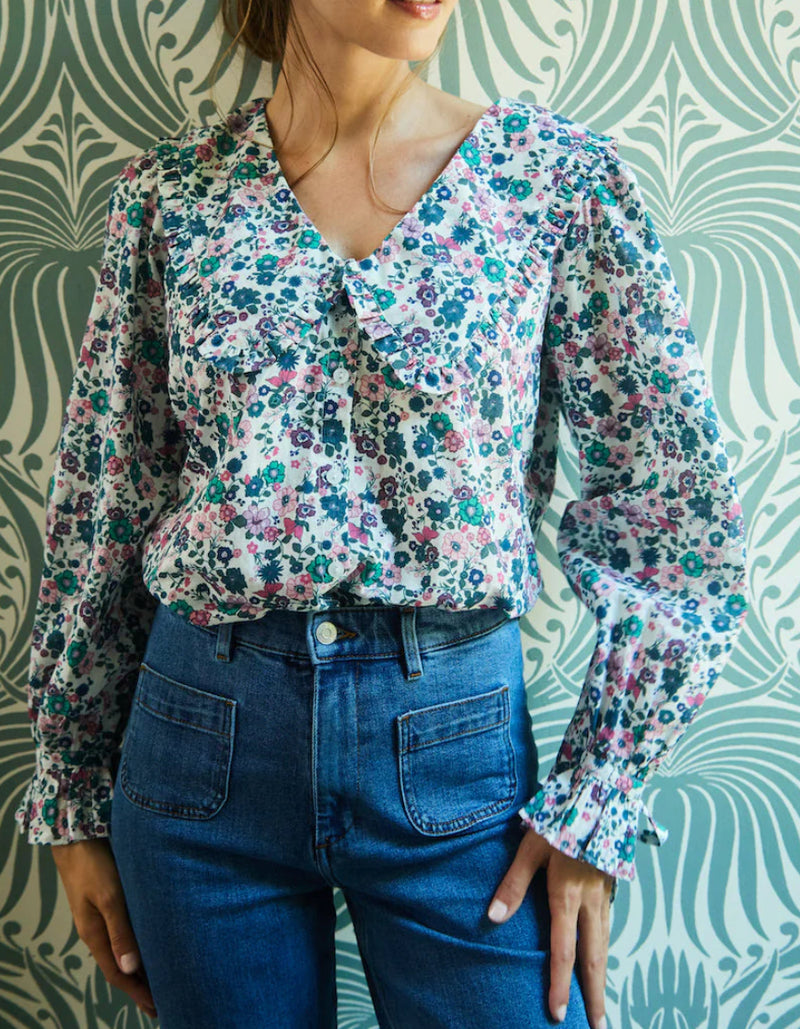 Ophelia & Indigo Daisy Winter Floral Top