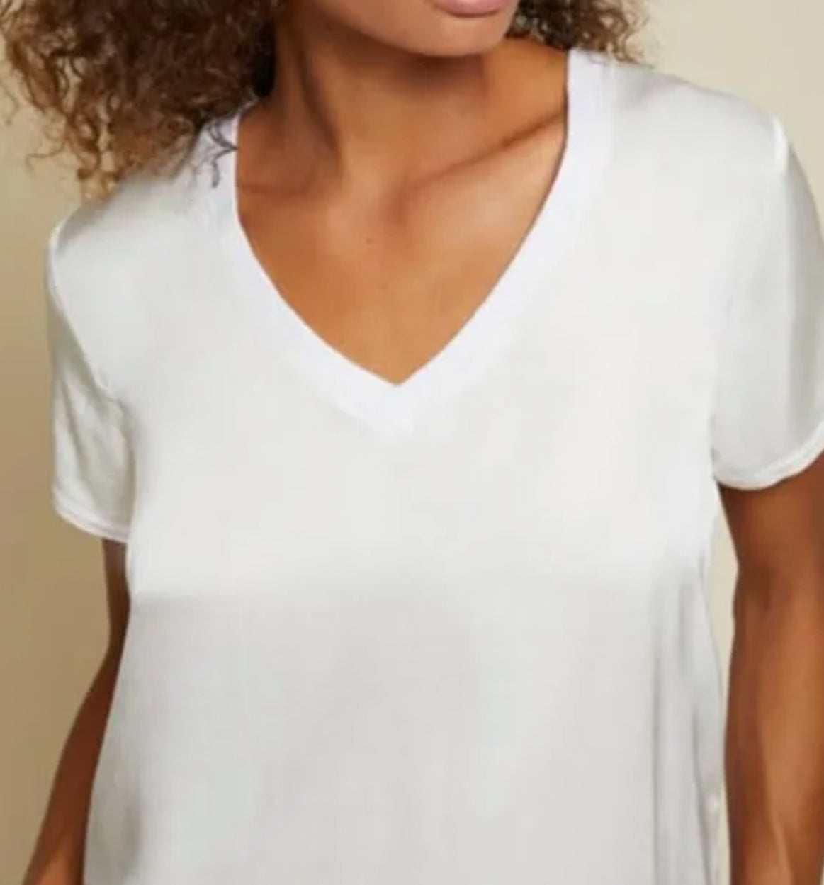 Nation Ltd June Sateen V-Neck - White