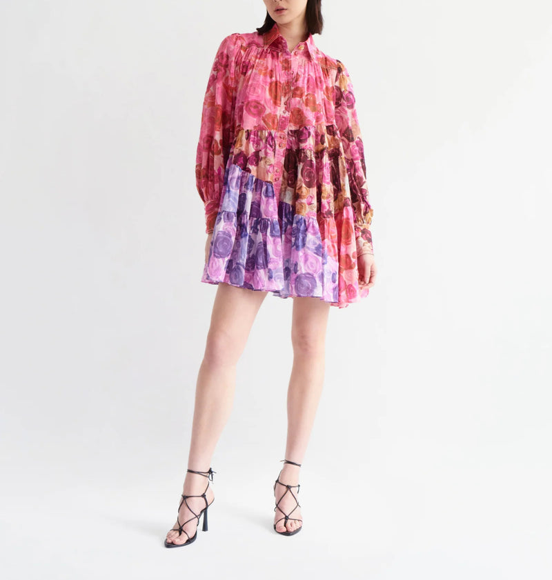 aje. Vision Smock Mini Dress - Kaleidoscopic Rose