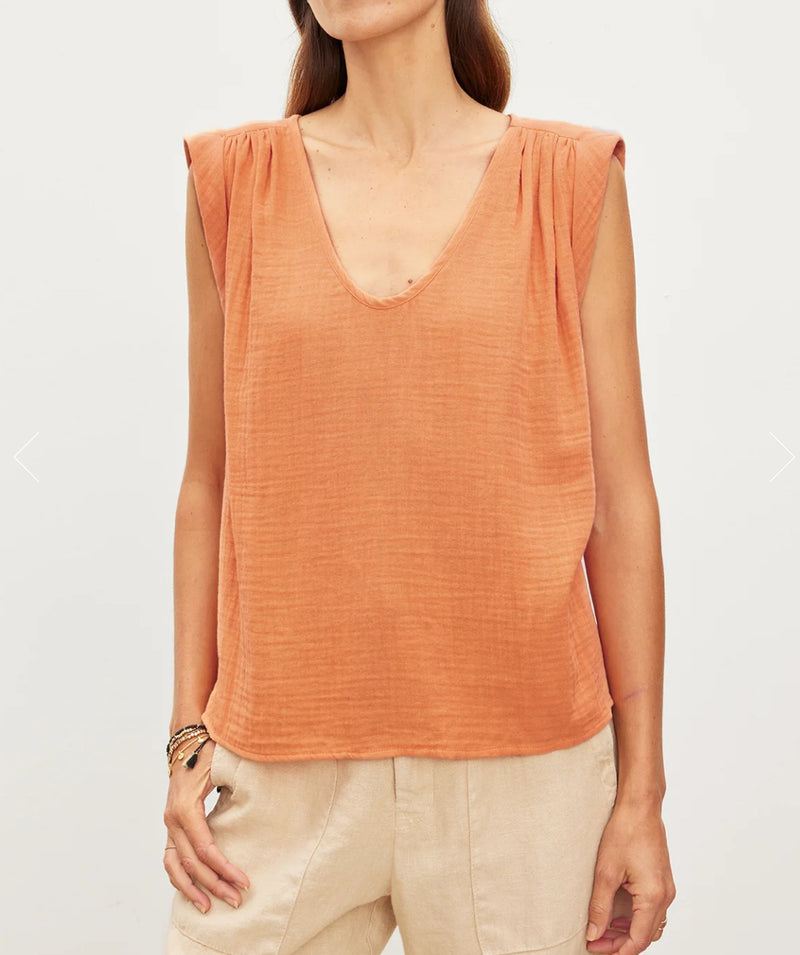 Velvet by Graham & Spencer Jayla Cotton Gauze Tank Top - Peach