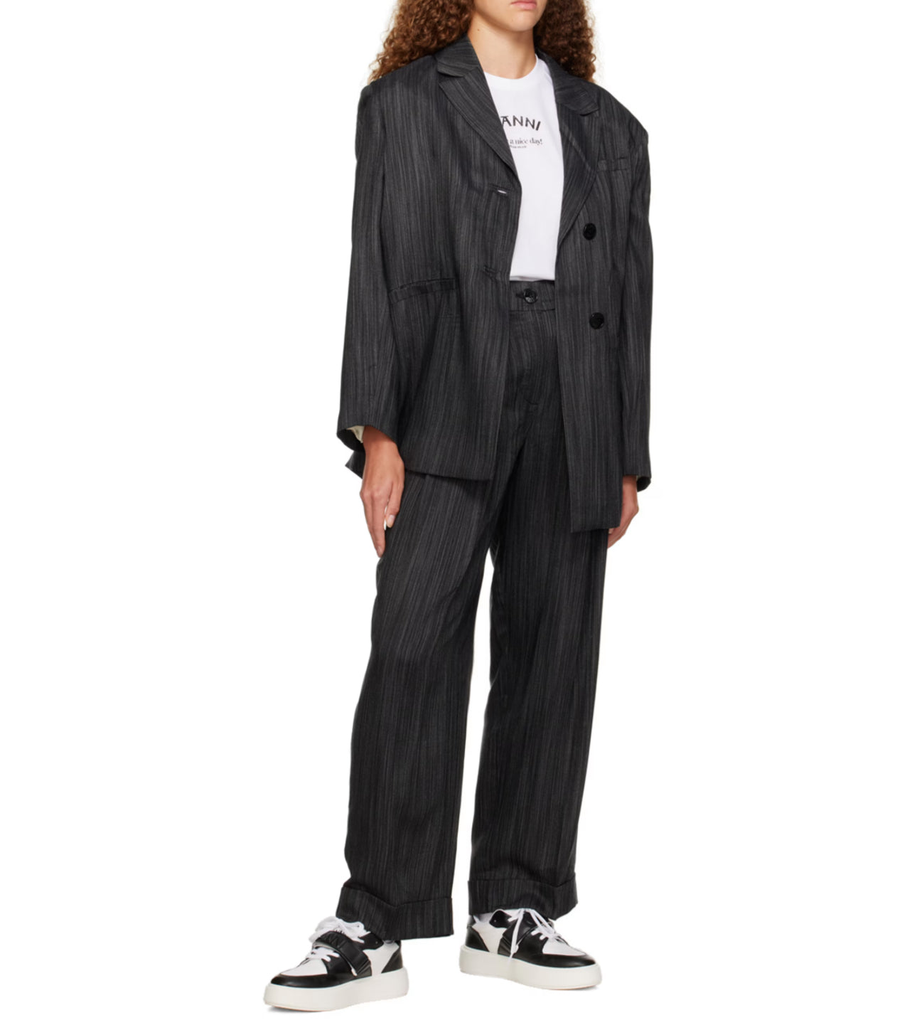 GANNI Black Striped Trousers - Black