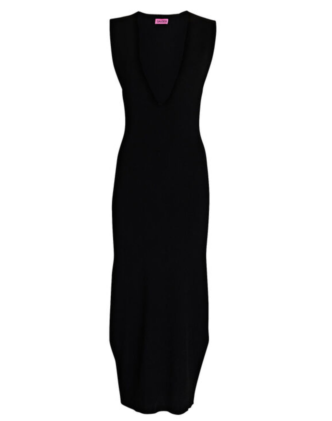 GAUGE81 Cesar V-Neck Rib Knit Midi Dress - Black