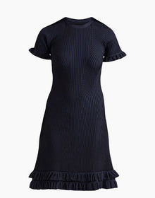 Shoshanna Kate Rib-Knit Ruffle Minidress - Navy