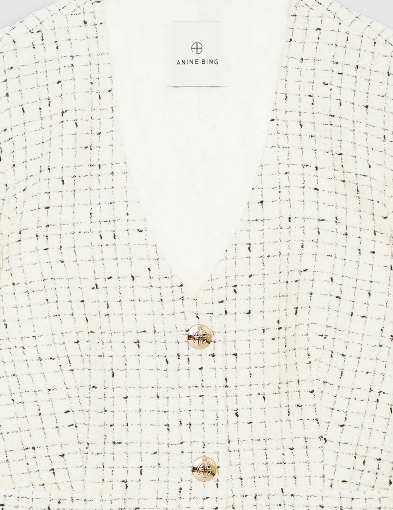 Anine Bing Anitta Tweed Jacket - Cream/Black