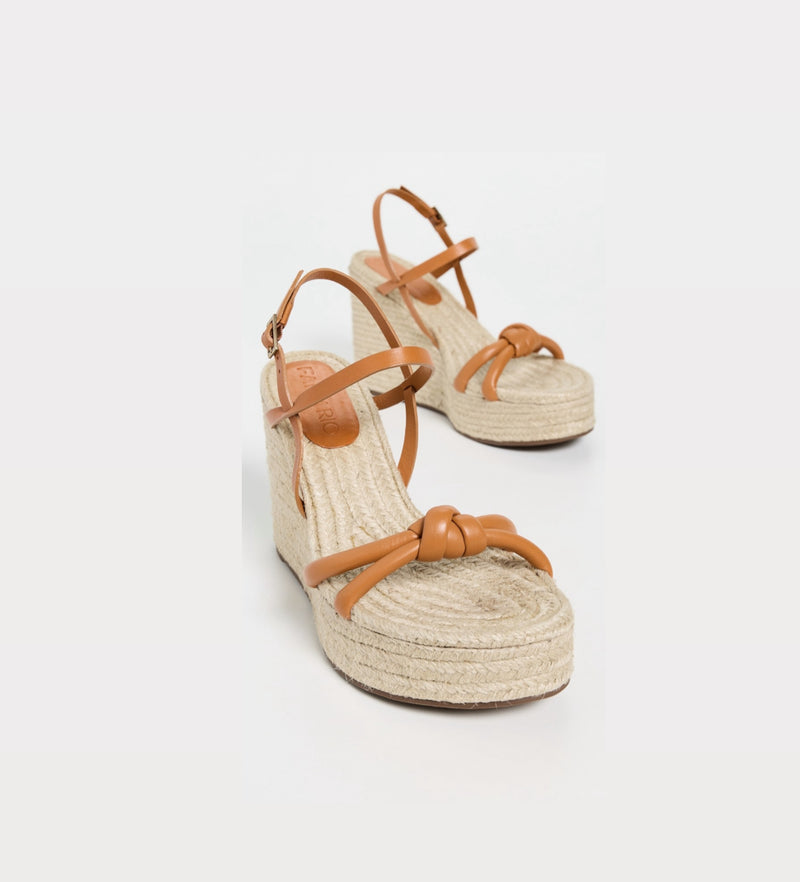 FARM Rio Knot Wedge Sandals - Camel