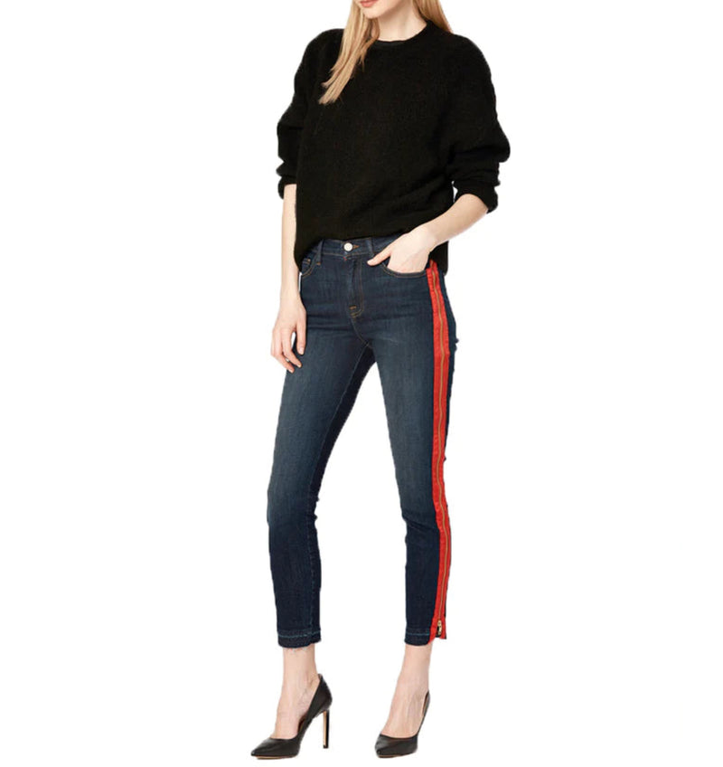 Etienne Marcel Mid Rise Side Striped Cropped Skinny Jeans