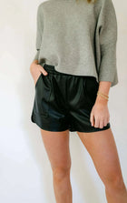 Joy Joy Faux Leather Shorts - Black