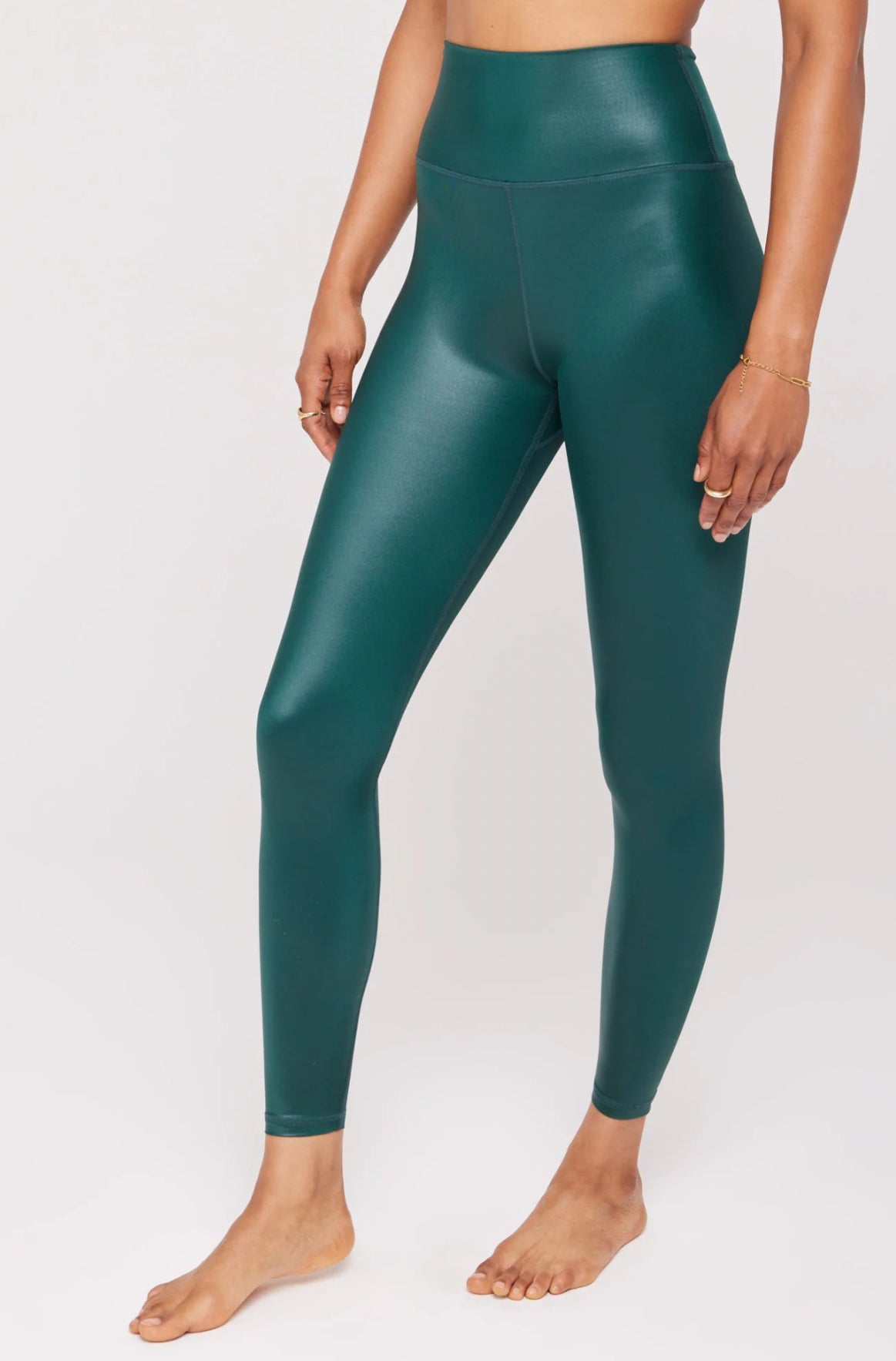 Spiritual Gangster Ada Wet Look 7/8 Legging - Deep Forest