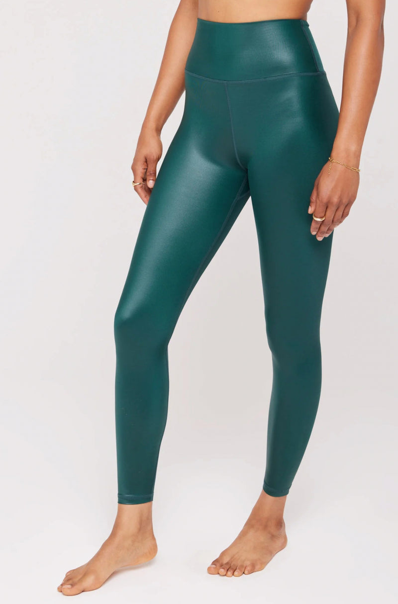 Spiritual Gangster Ada Wet Look 7/8 Legging - Deep Forest