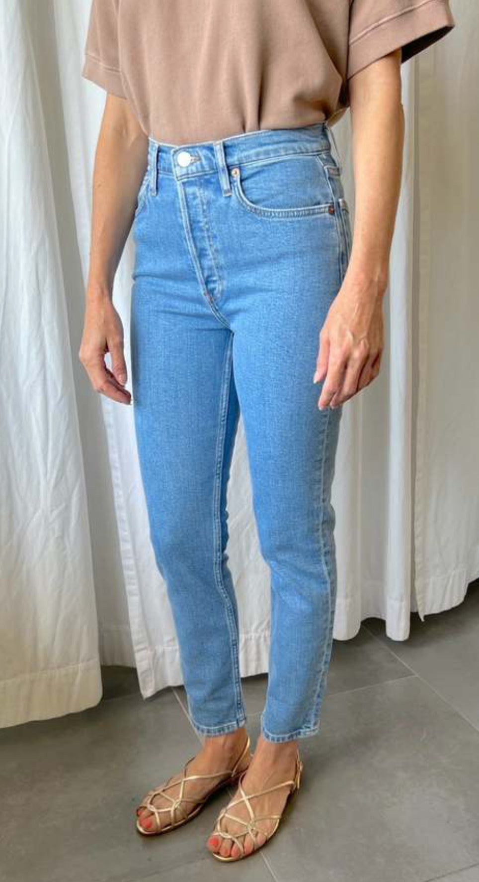 Re/Done 90s Ultra High Rise Ankle Crop - Blue Stone