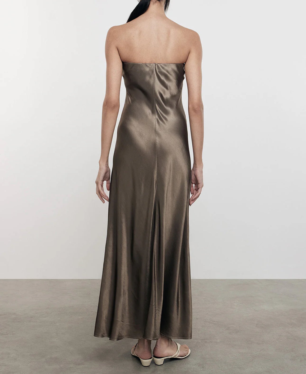 Enza Costa Satin Bias Dress - Shitake