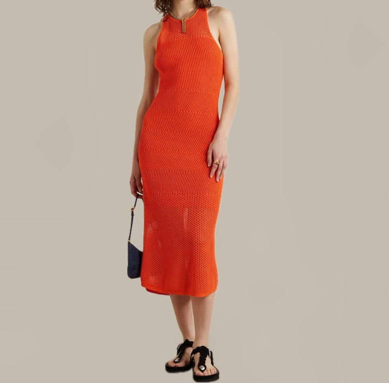 A.L.C. Roland Crochet Sheath Dress - Clementine Orange