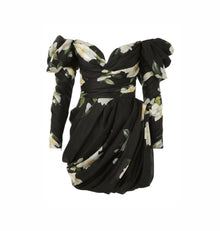 Zimmermann Harmony Drape Mini Dress - Black Magnolia