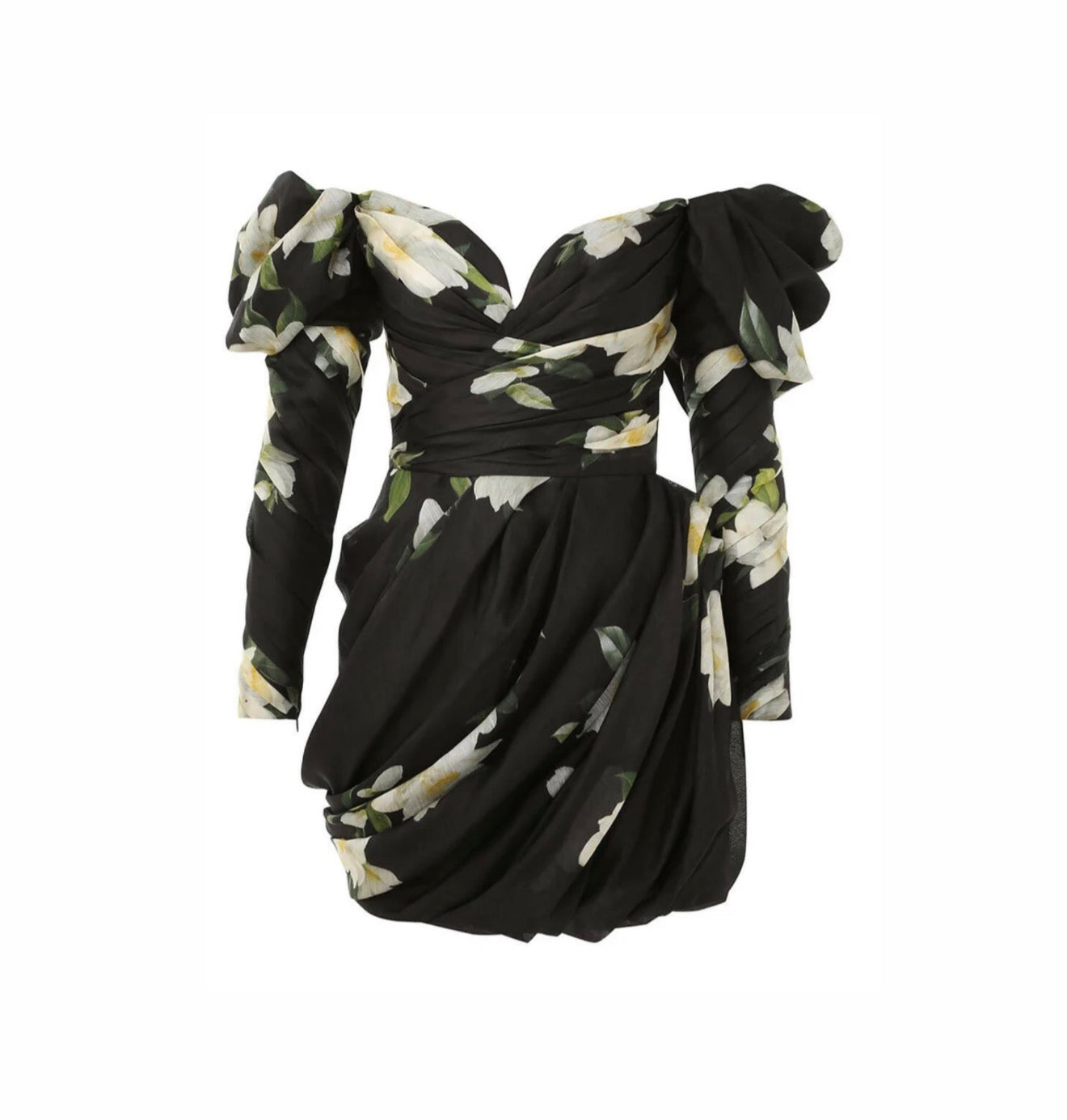 Zimmermann Harmony Drape Mini Dress - Black Magnolia