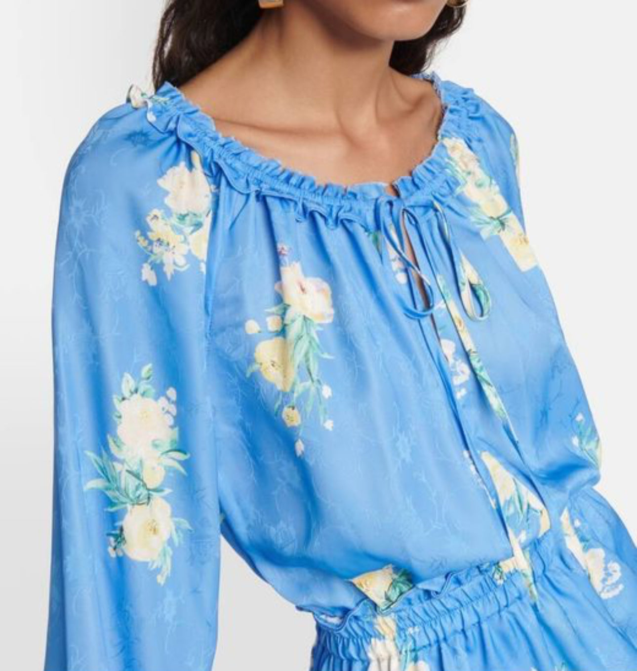 LoveShackFancy Popover Floral Mini Dress - Blueberry Lemonade