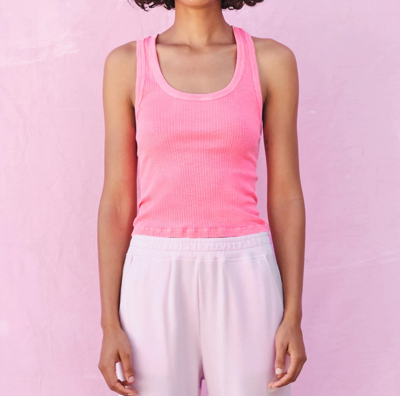 Sundry Scoop Neck Tank - Hot Pink