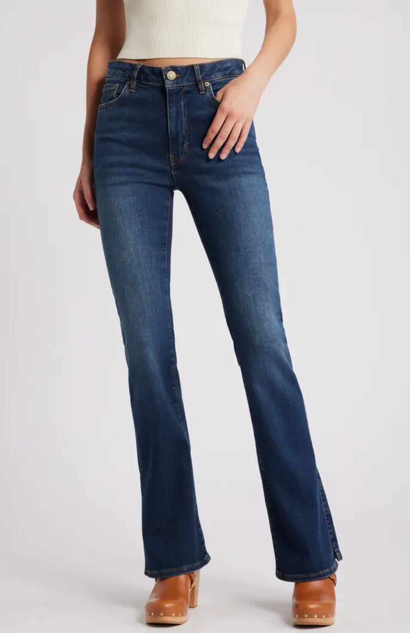 Frame Le Mini Boot Split Hem Bootcut Jeans - Moonflower