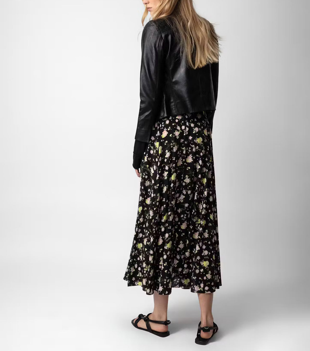 Zadig & Voltaire Joyo Soft Crinkle Roses Skirt - Black