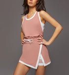 MICHI Sabato Dress - Pink Sand/White