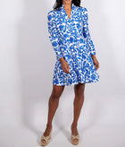 Sail To Sable Beach Splash Print Long Sleeve Tunic Flare Dress