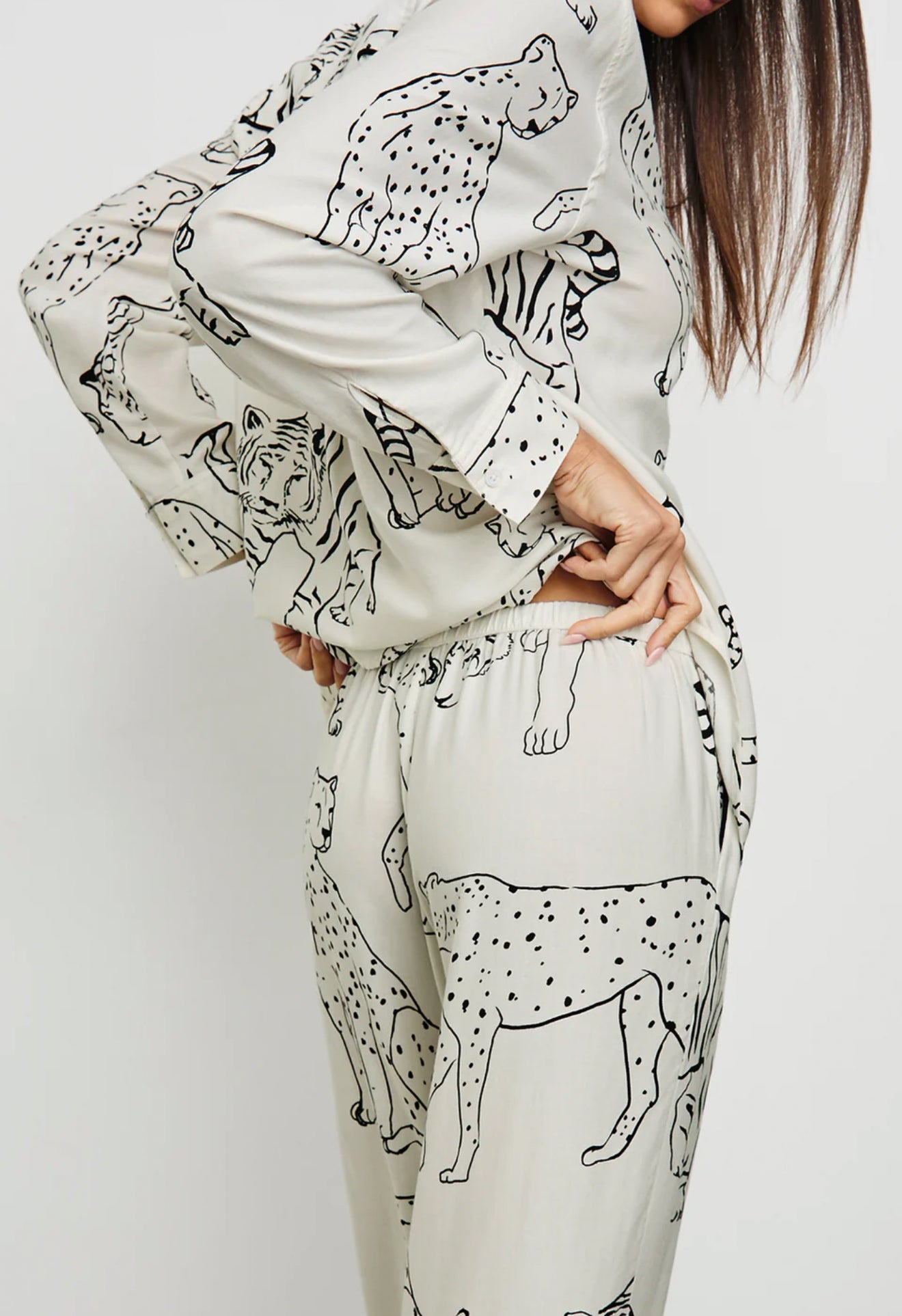 Rails Luna Pajama Set - Ivory Jungle Cats