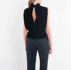 Saloni Fleur Velvet Top - Black/Crystal Rose