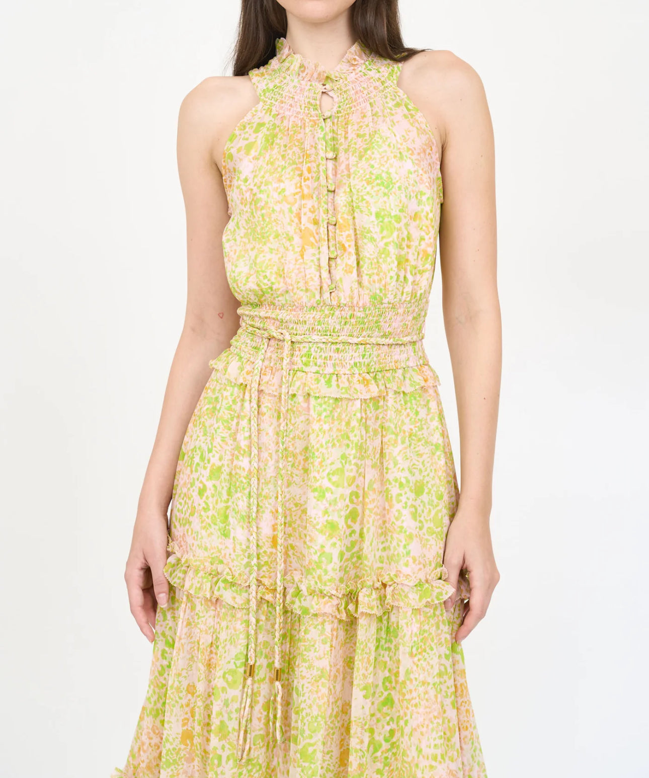 Christy Lynn Amanda Dress - Lime Leopard