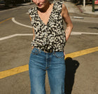Nation Ltd Ella Ruffle Top - Black Hazy Daisy