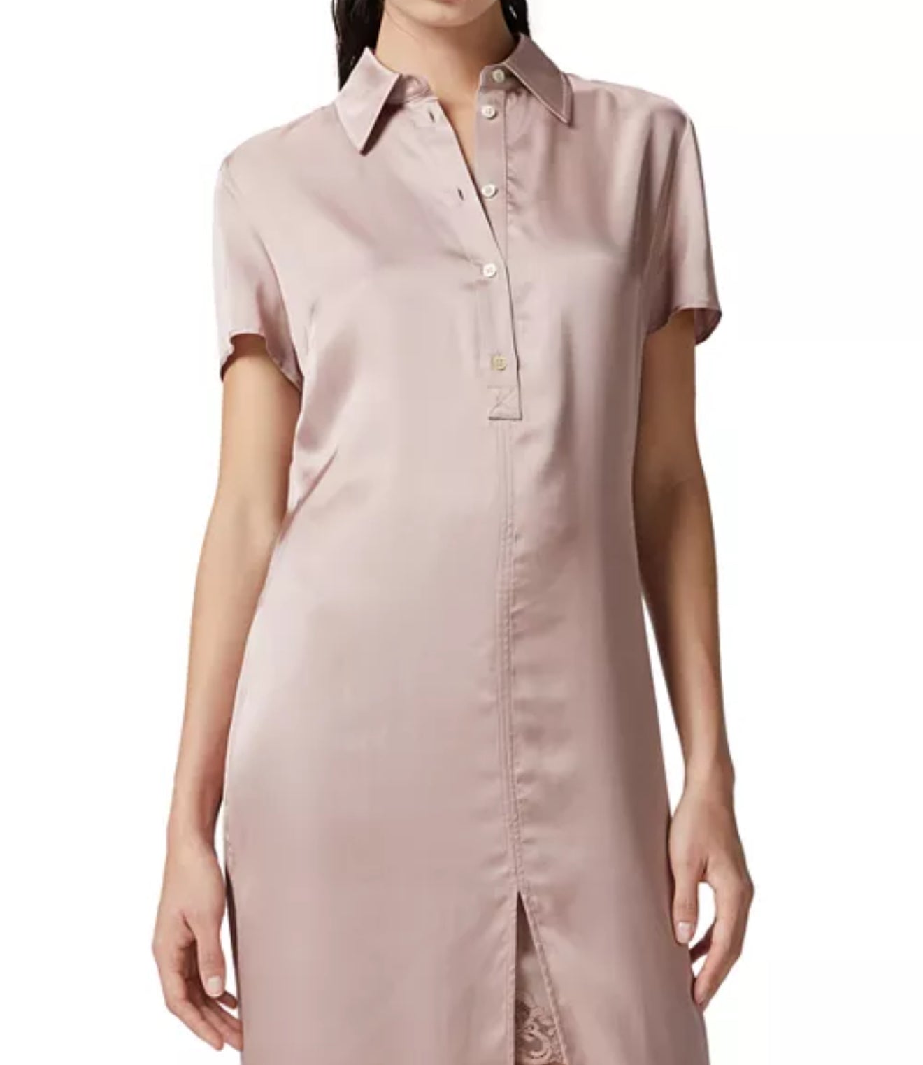 PINKO Washed Satin Polo Dress - Zephyr Pink