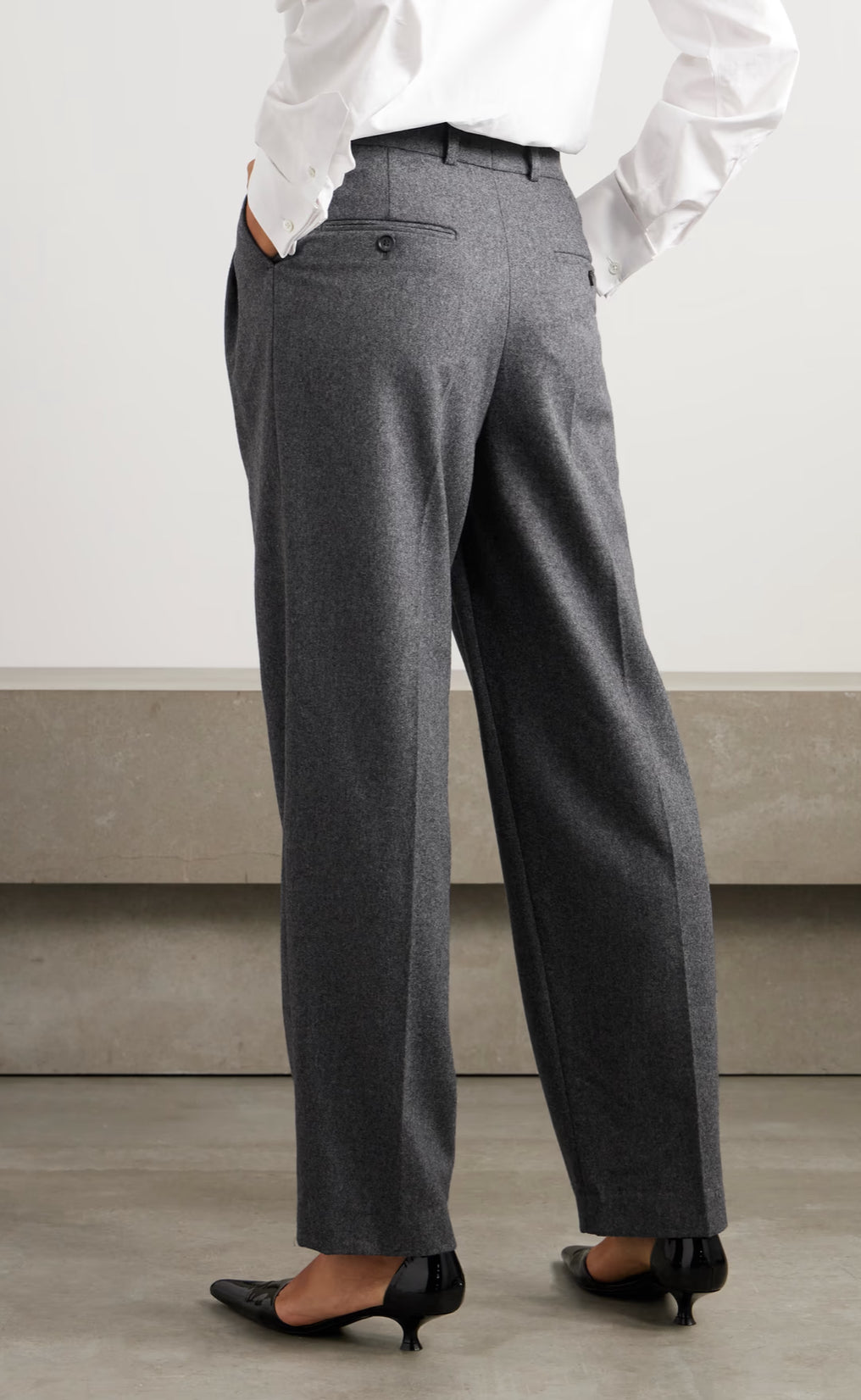 TOTÊME Pleated Recycled Wool Blend Straight Leg Pants - Grey Melange