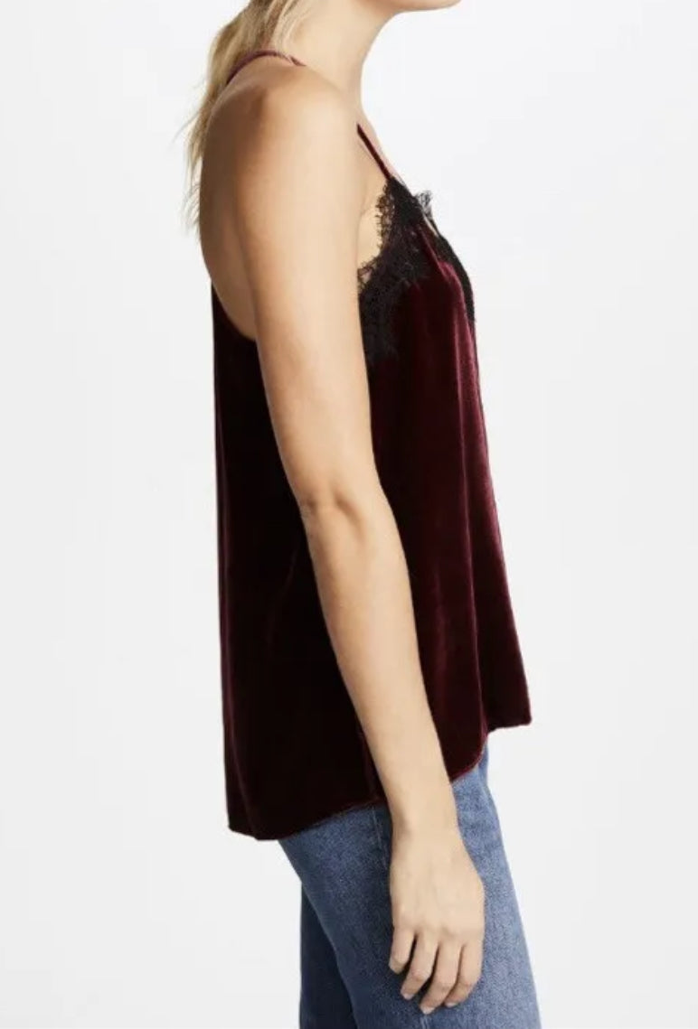 Cami NYC The Racer Velvet Cami With Lace - Black/Red