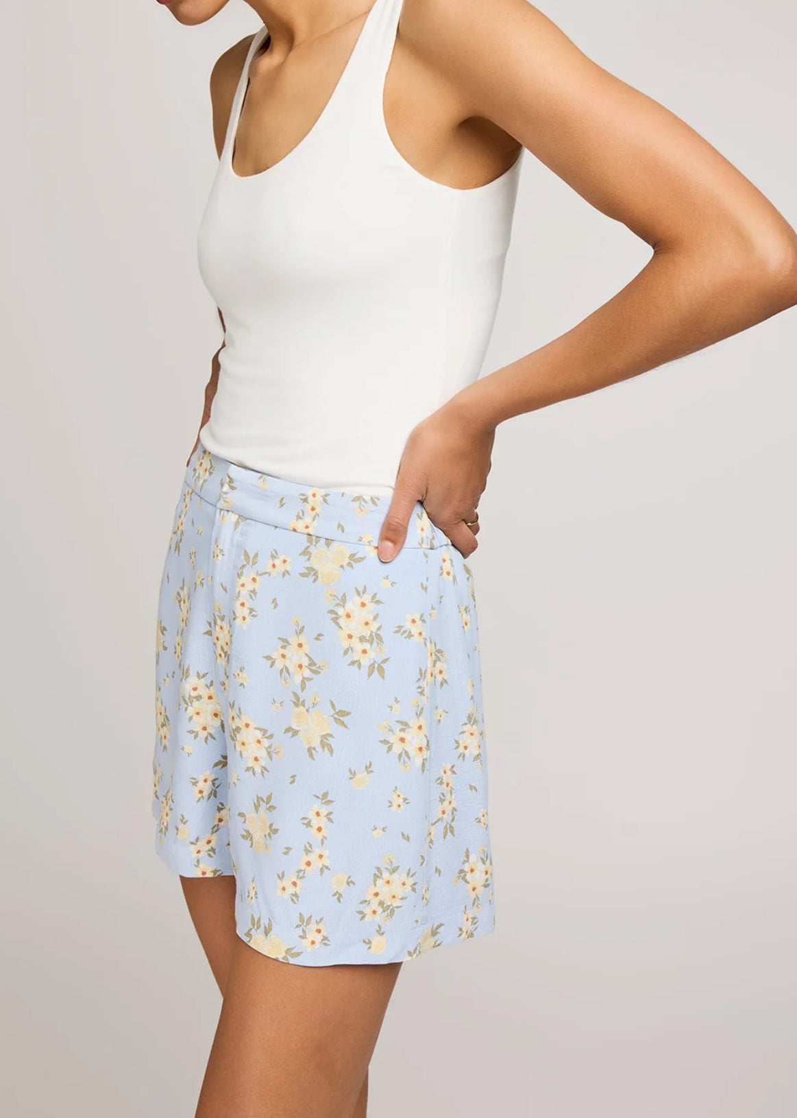 Gentle Haven Floral Shorts - Sky Floral