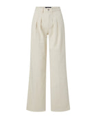 Veronica Beard Mia Pleated Wide-Leg Jean - Ecru