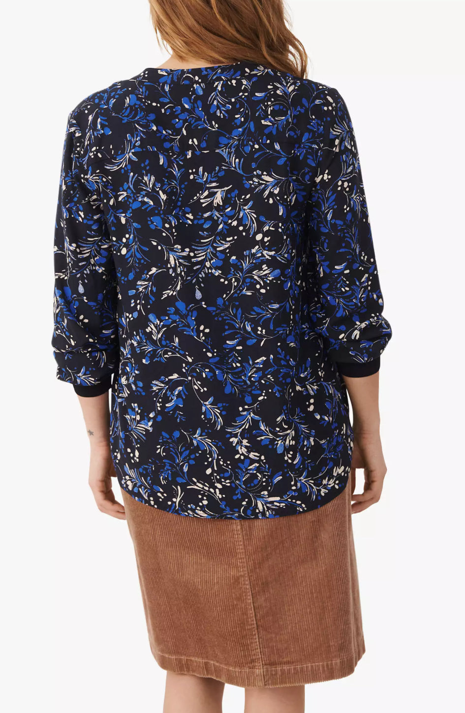 Part Two Tonnie Long Sleeve Print Blouse - Dark Navy Marble