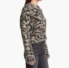 Frame Abstract Jacquard Crew Neck Sweater Mohair - Black Bone