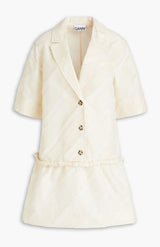 GANNI Striped Taffeta Mini Dress - Cream