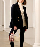 LA COVETURE by Le Stripe Raffaella Reefer Coat Jacket - Navy