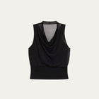 SIMKHAI Carmina Sheer Cowl Neck Top - Black