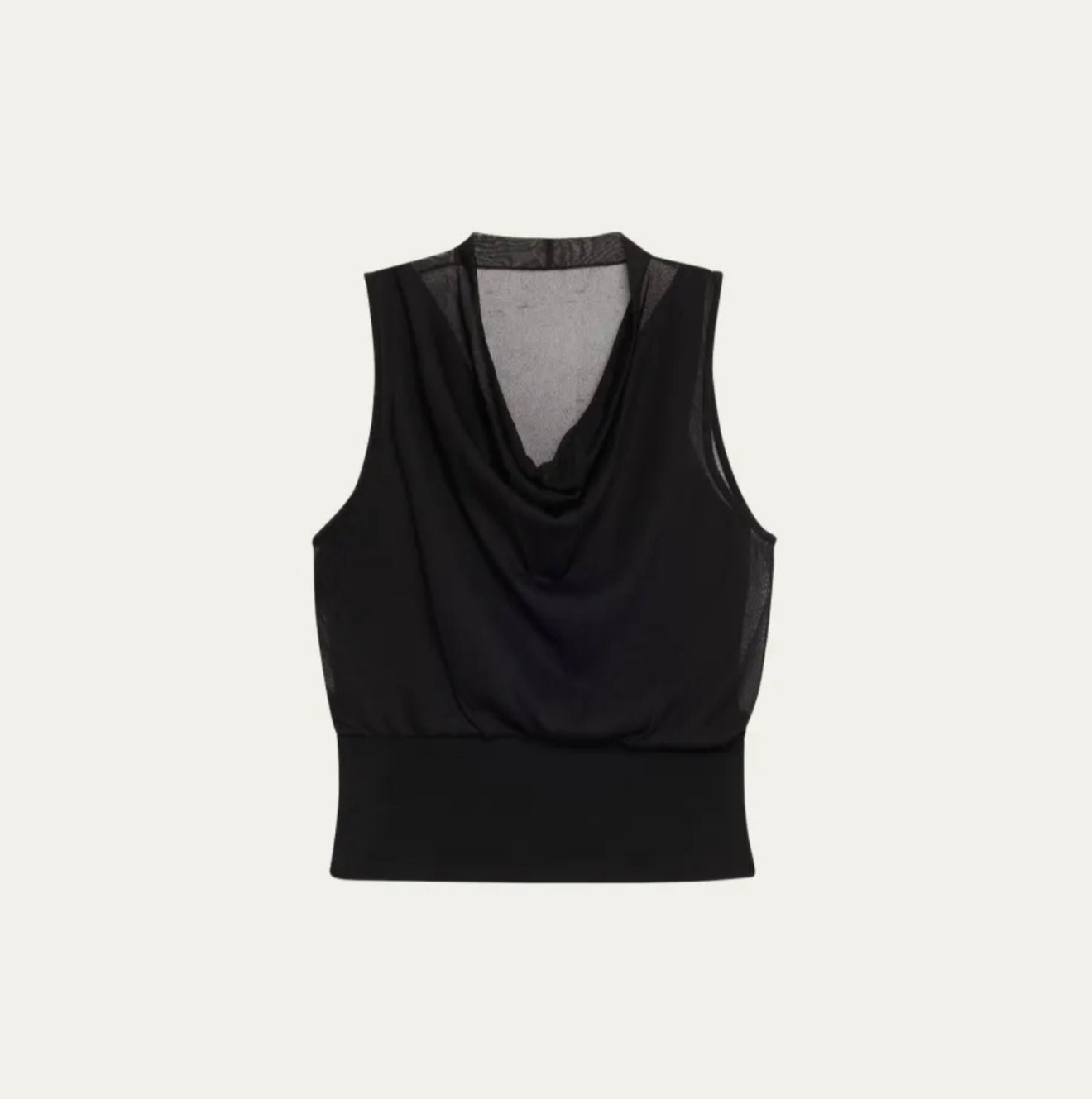 SIMKHAI Carmina Sheer Cowl Neck Top - Black