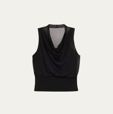 SIMKHAI Carmina Sheer Cowl Neck Top - Black