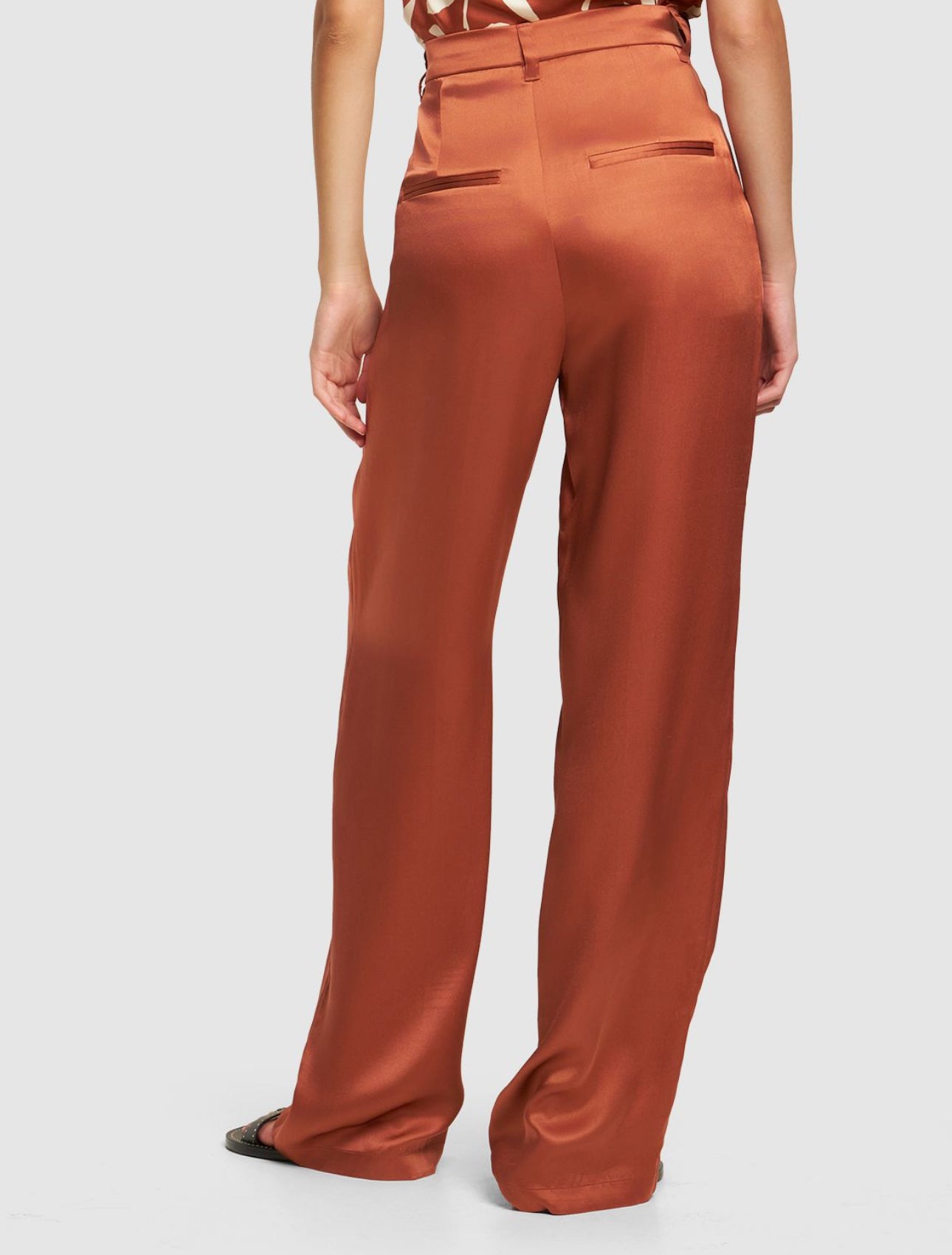 Anine Bing Silk Wide-Leg Carrie Trousers - Red