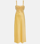 Jonathan Simkhai Roberta Crochet Satin Maxi Dress - Popcorn