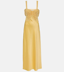 Jonathan Simkhai Roberta Crochet Satin Maxi Dress - Popcorn