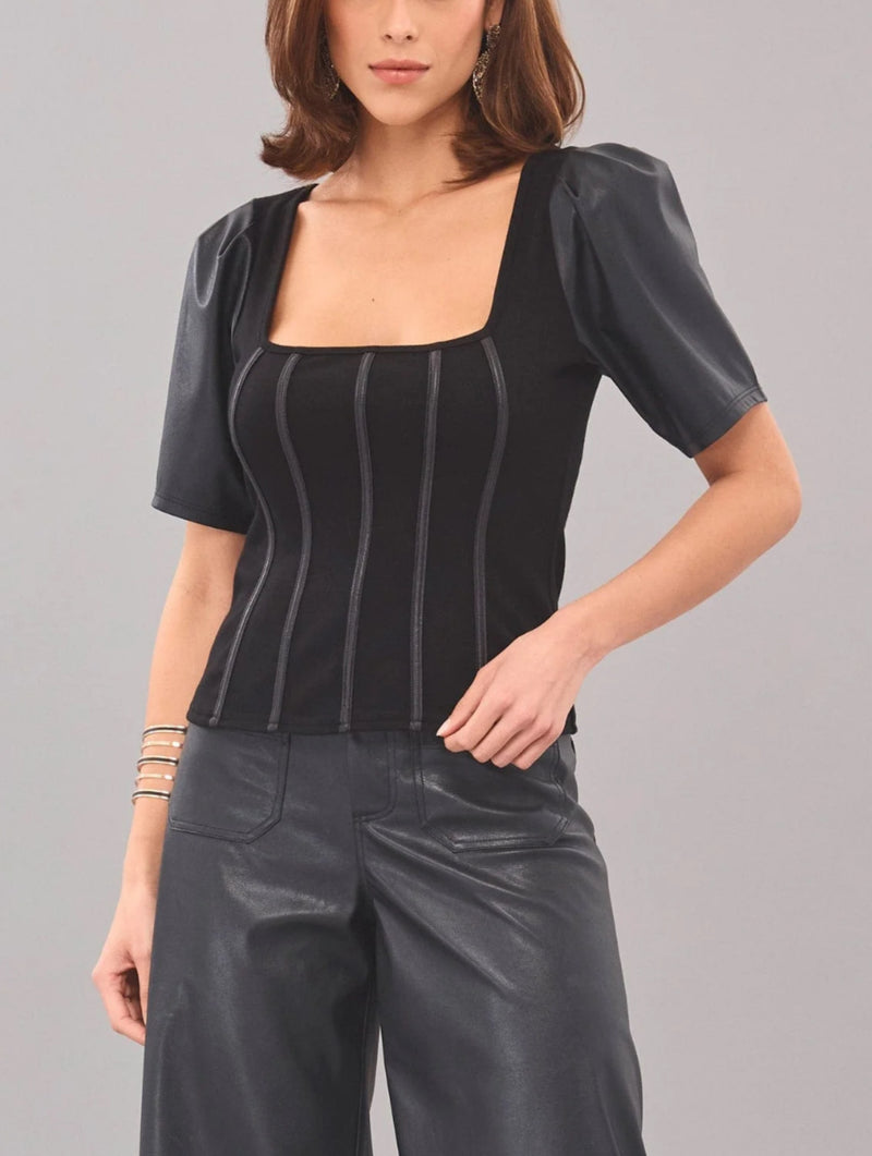 Lola & Sophie Ponte Leather Corset Top